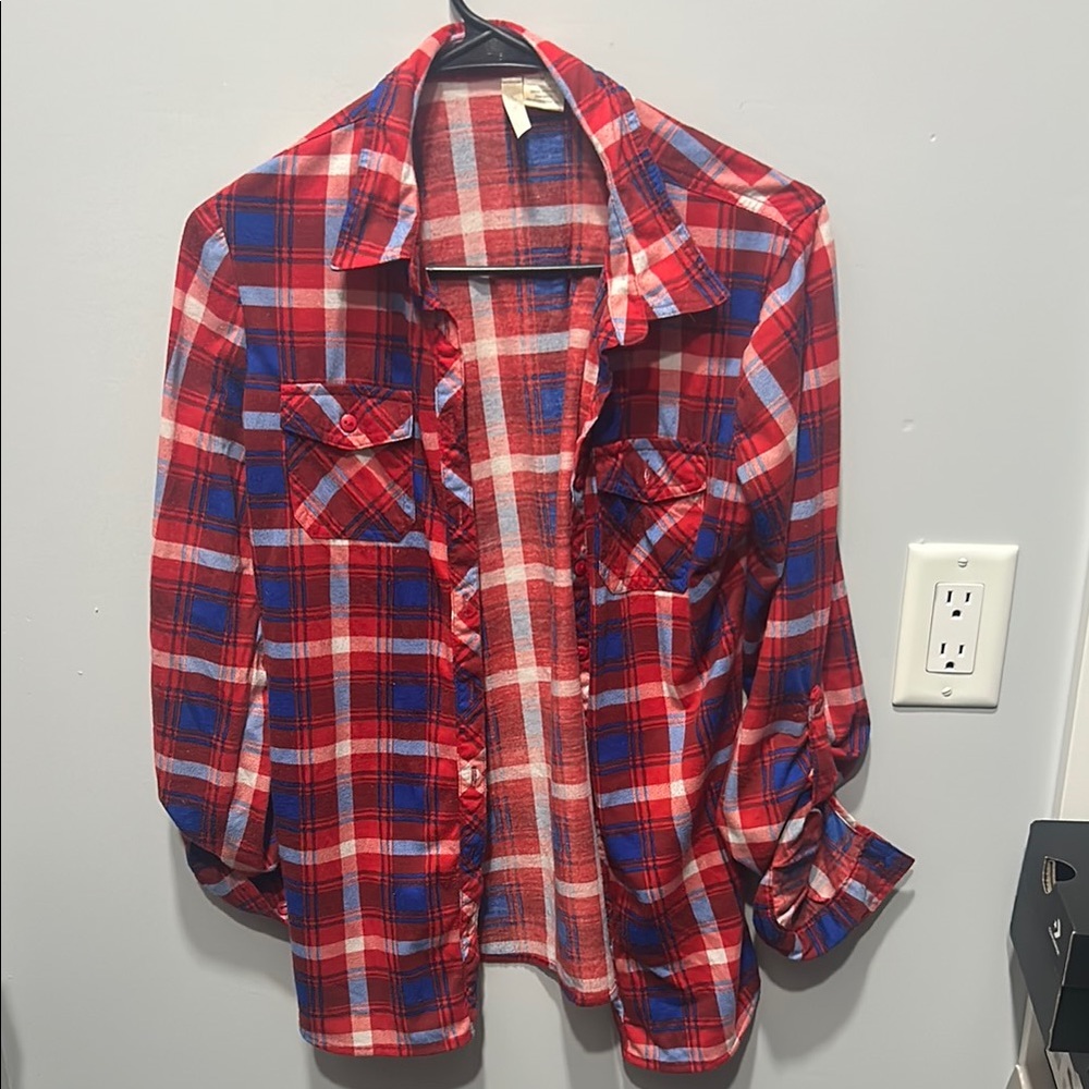 Red and Blue Plaid Woman's Flannel